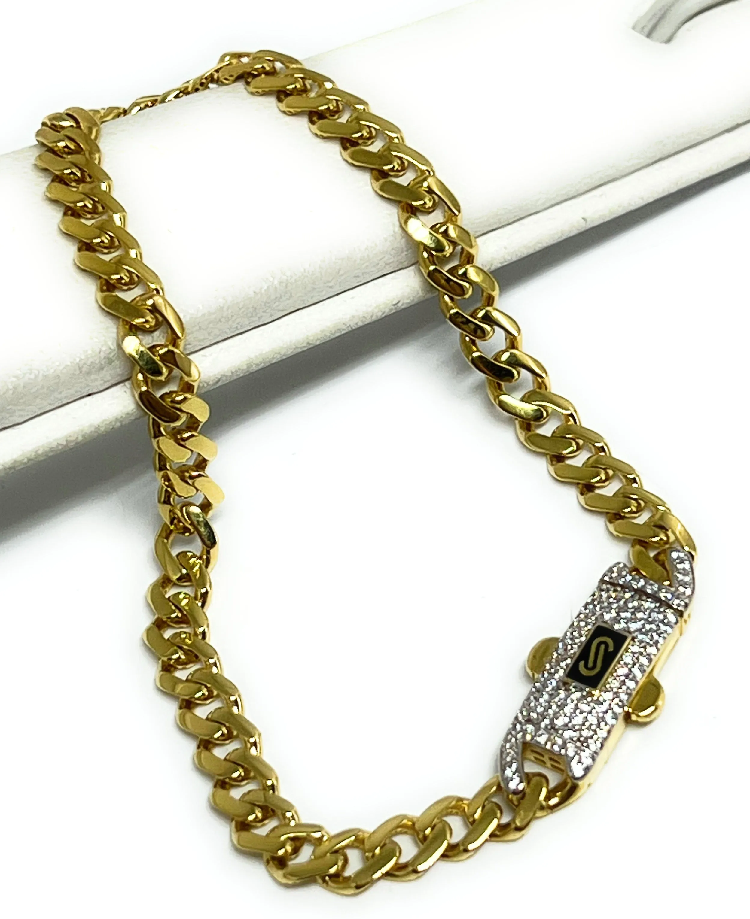 10k Solid Gold Monaco Miami Cuban Link Brracelet 7 inch 5mm SWAROVSKI CZ Lock (Semi-Hollow)