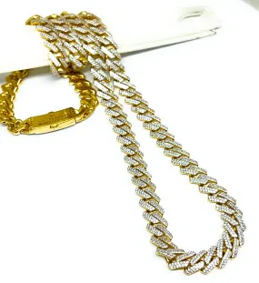 10k Solid Gold Monaco SWAROVSKI CZ EDGE Miami Cuban Link Chain 20-26 inches 9.5mm (Semi-Hollow) 42-54g