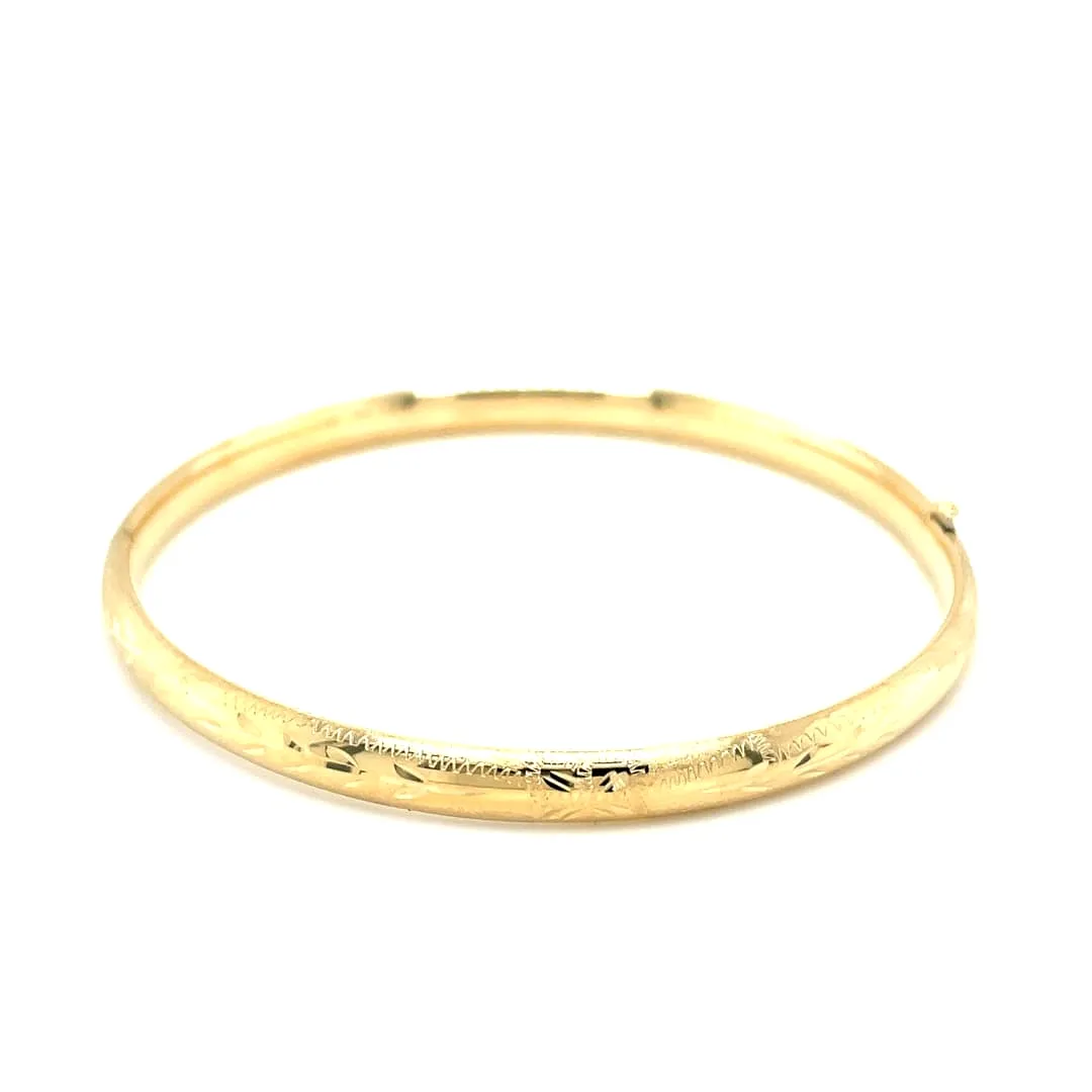 10k Yellow Gold Botanical Pattern Florentine Bangle