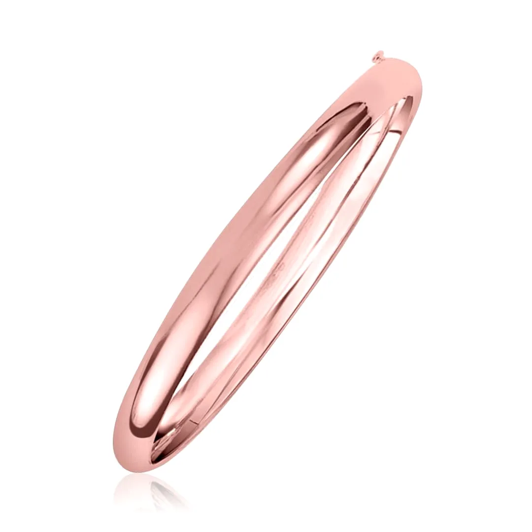 14k Rose Gold 5mm Fancy Shiny Dome Bangle