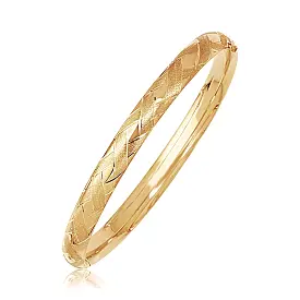 14k Yellow Gold Domed Bangle with a Weave Motif