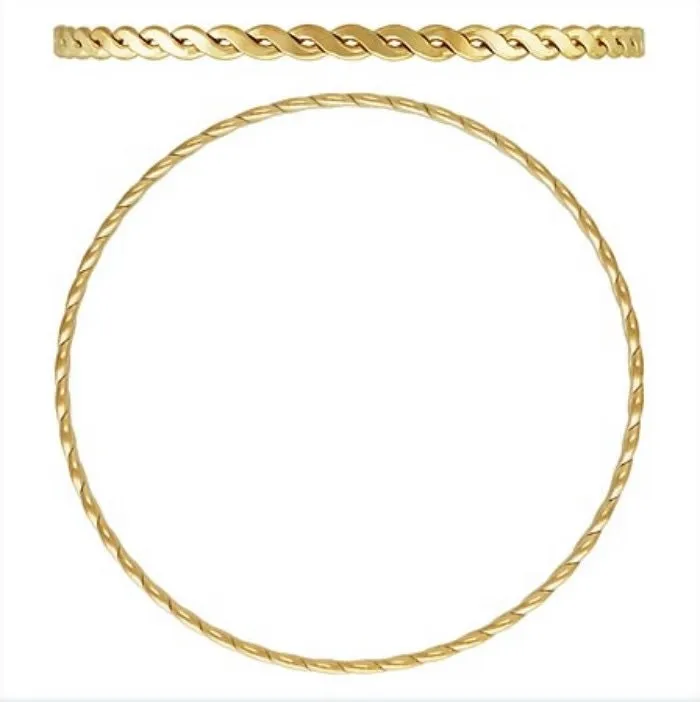 14KGF 7.5 3 5mm Woven Wire Bangle, Sku#402193875LR