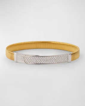 18K Yellow Gold Coil and Pavé Diamond Large Bangle Bracelet