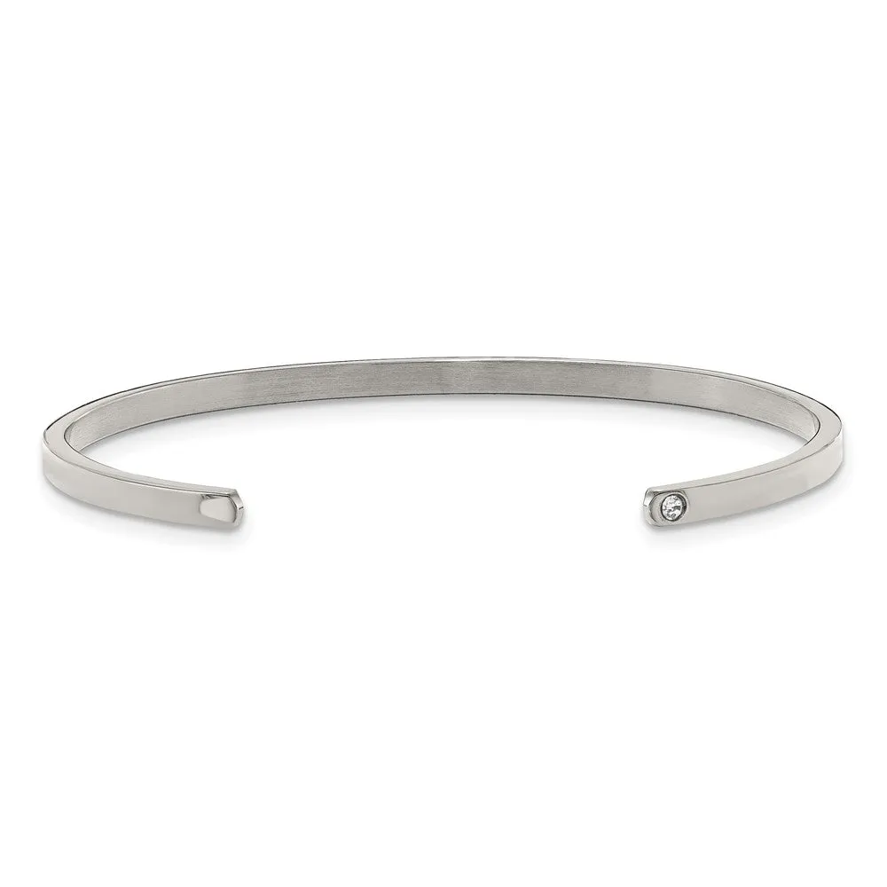 3mm Stainless Steel Enamel & Crystal LOVE Cuff Bracelet