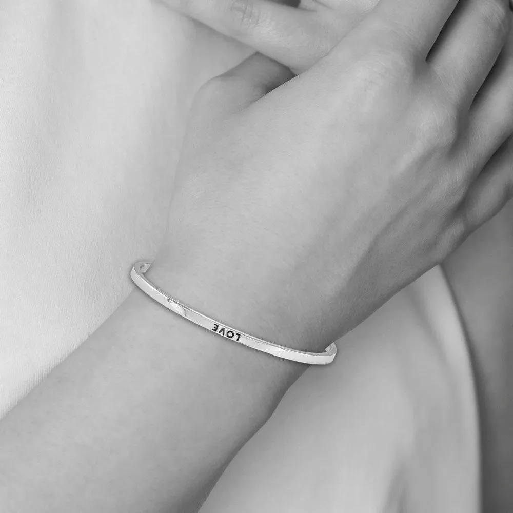 3mm Stainless Steel Enamel & Crystal LOVE Cuff Bracelet