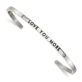 3mm Stainless Steel Enamel & Crystal LOVE YOU MORE Cuff Bracelet