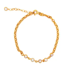 6 Crystal 22K Gold Bracelet