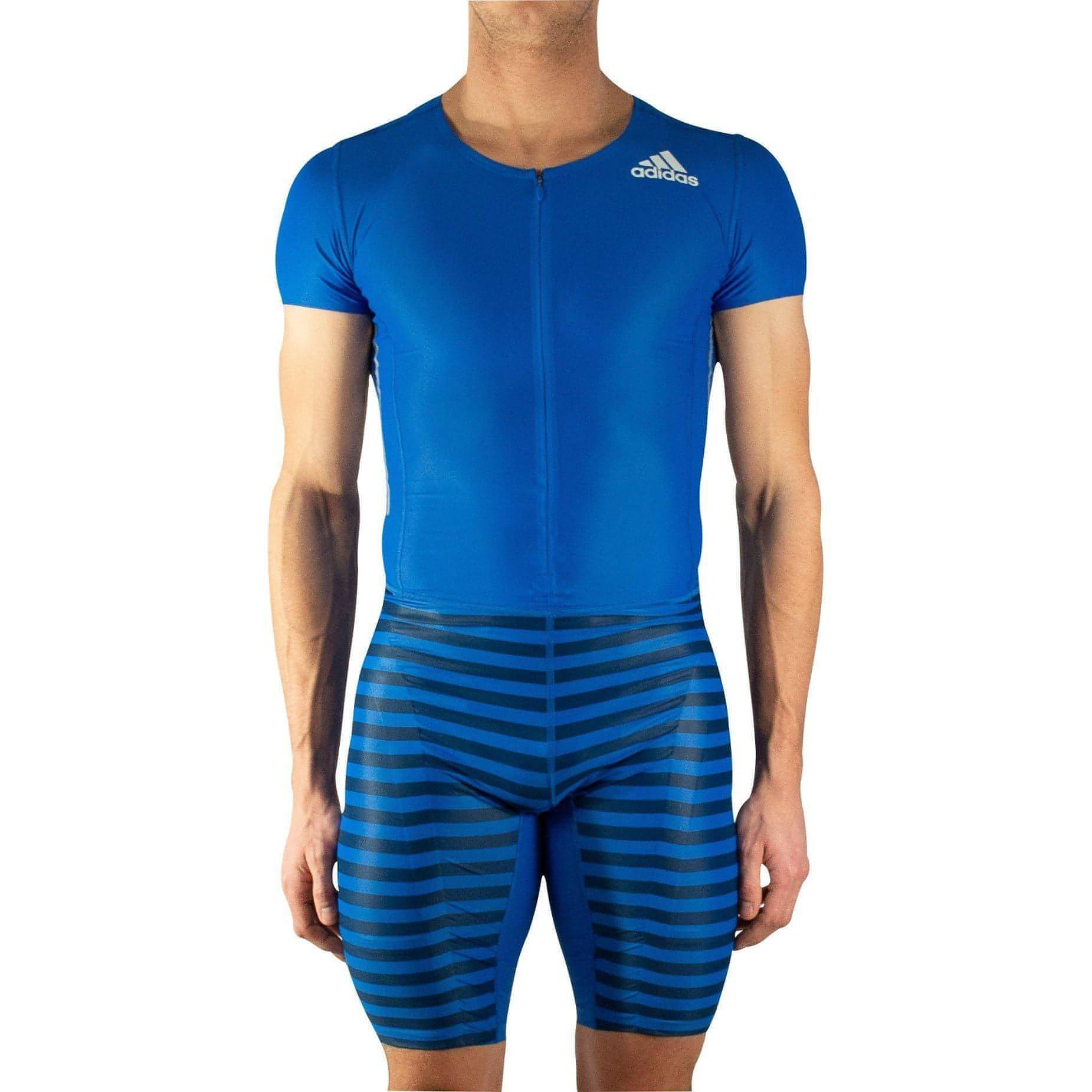 adidas Adizero Short Sleeve Mens Sprint Suit - Blue