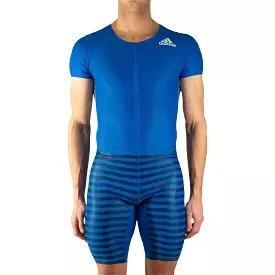 adidas Adizero Short Sleeve Mens Sprint Suit - Blue