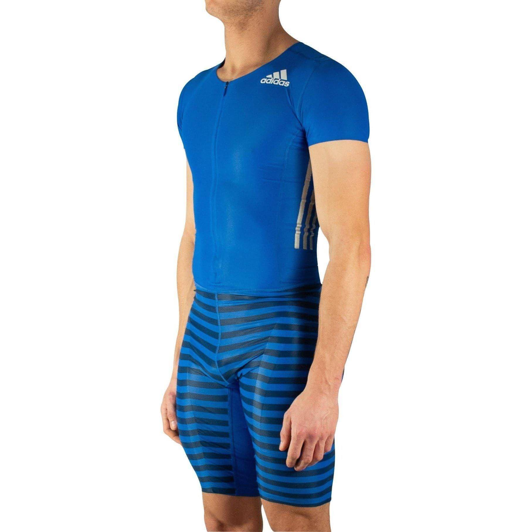 adidas Adizero Short Sleeve Mens Sprint Suit - Blue