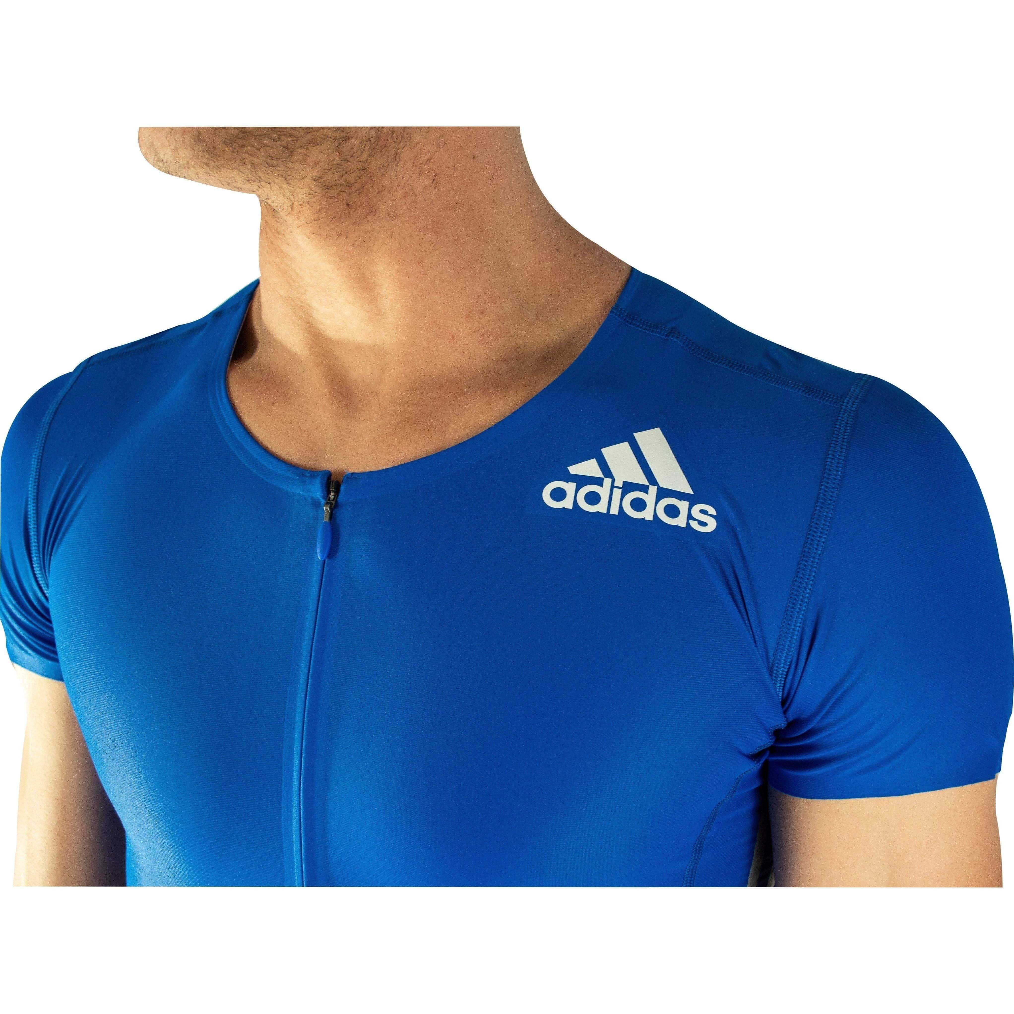 adidas Adizero Short Sleeve Mens Sprint Suit - Blue