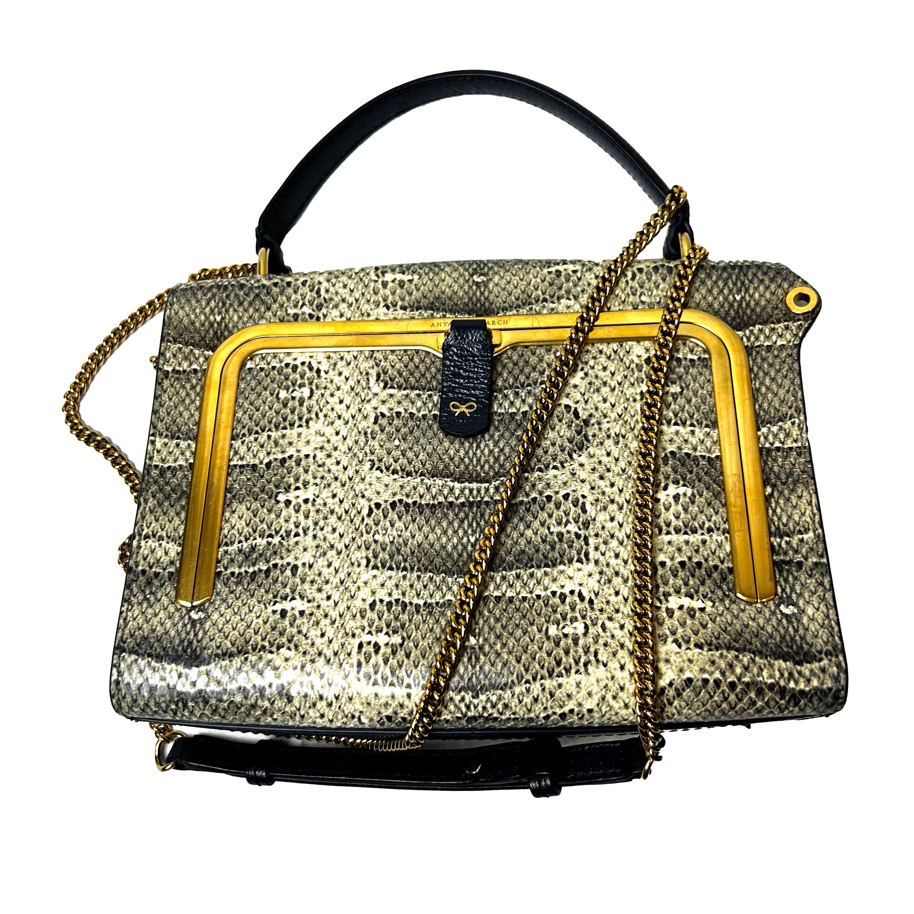 Anya Hindmarch $1500 Navy and Snakeskin Postbox Bag