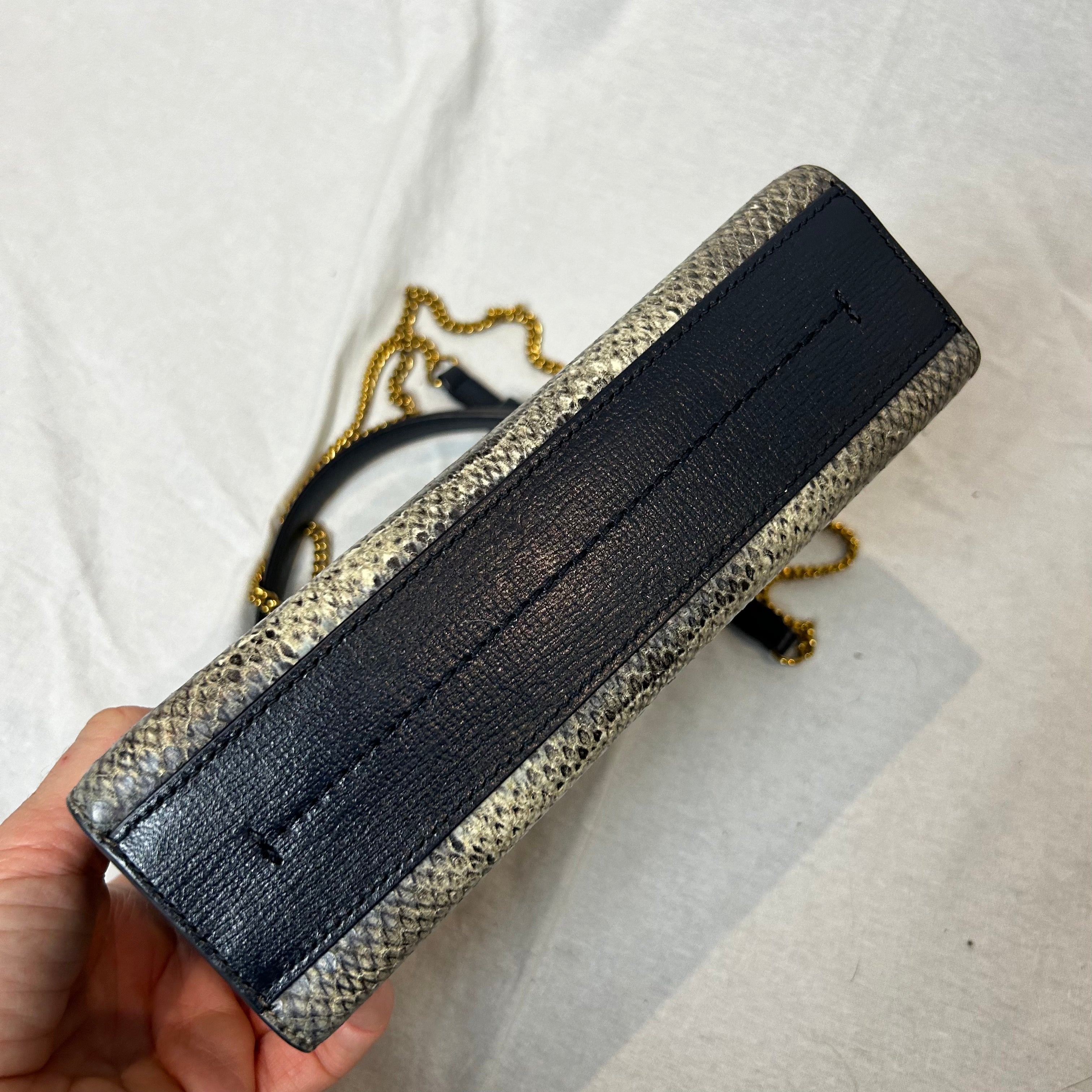 Anya Hindmarch $1500 Navy and Snakeskin Postbox Bag