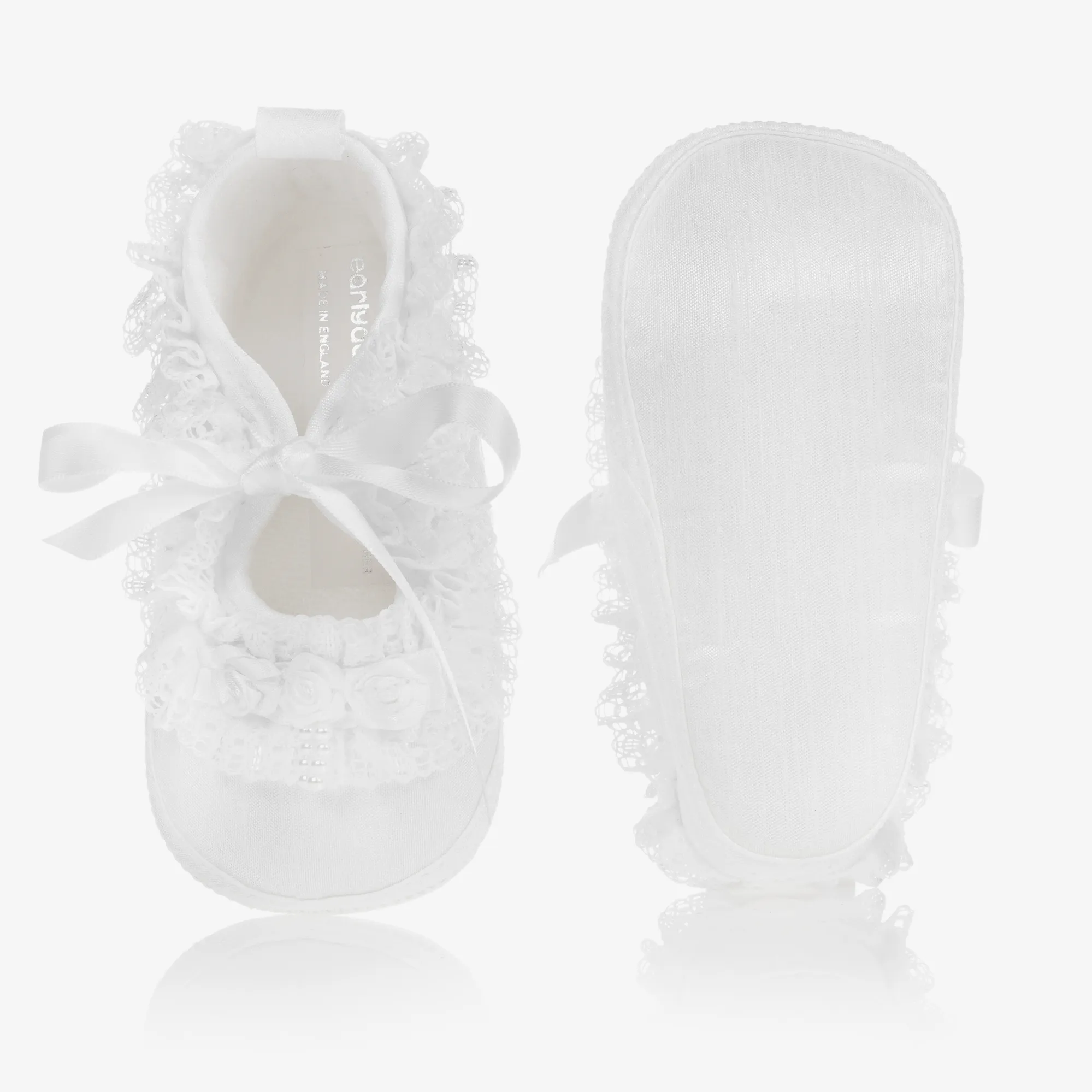 Baby Girls White Silk Shoes