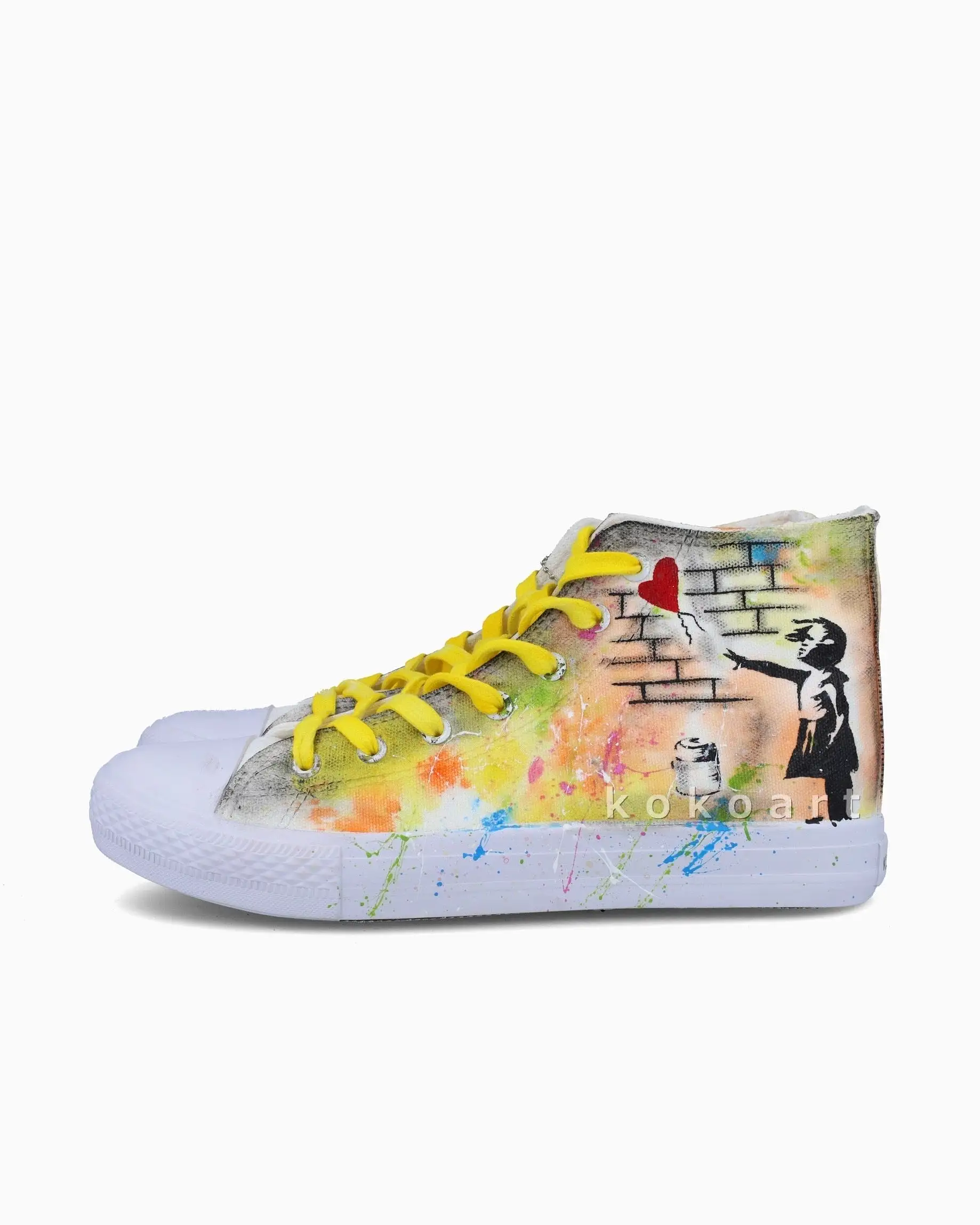 Banksy Girl with Balloon Graffiti Wall Hand Painted Shoes