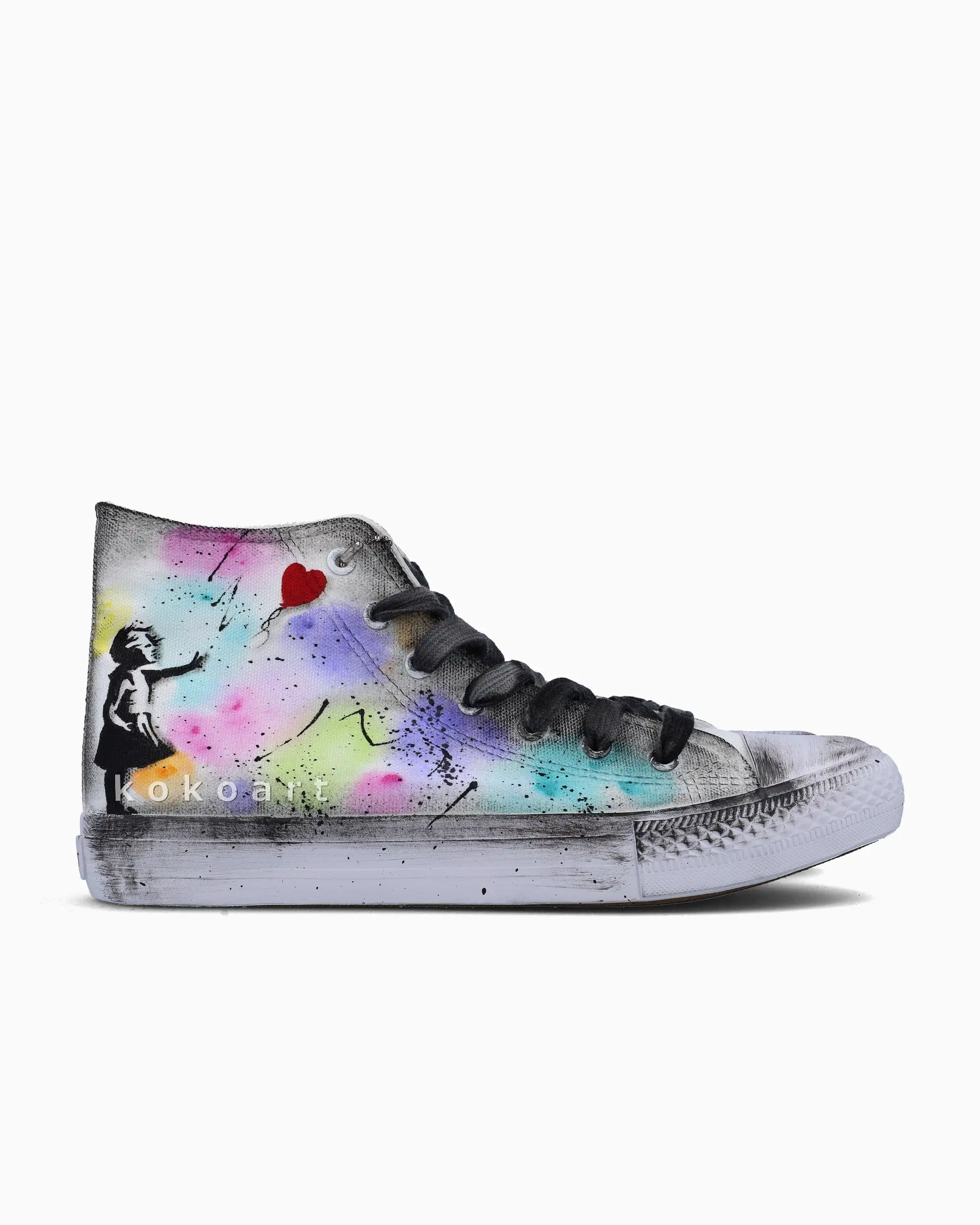 Banksy Watercolour Hand Painted Shoes