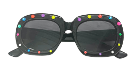 Bari Lynn Crystalized Bubble Shape Sunglasses - Black / Neon