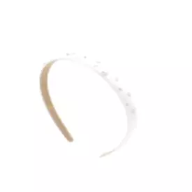 Bari Lynn Thin Clear & AB Swarovski Crystal Satin Headband - White