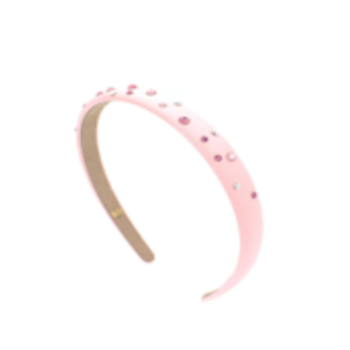 Bari Lynn Thin Swarovski Crystal Satin Headband - Pink