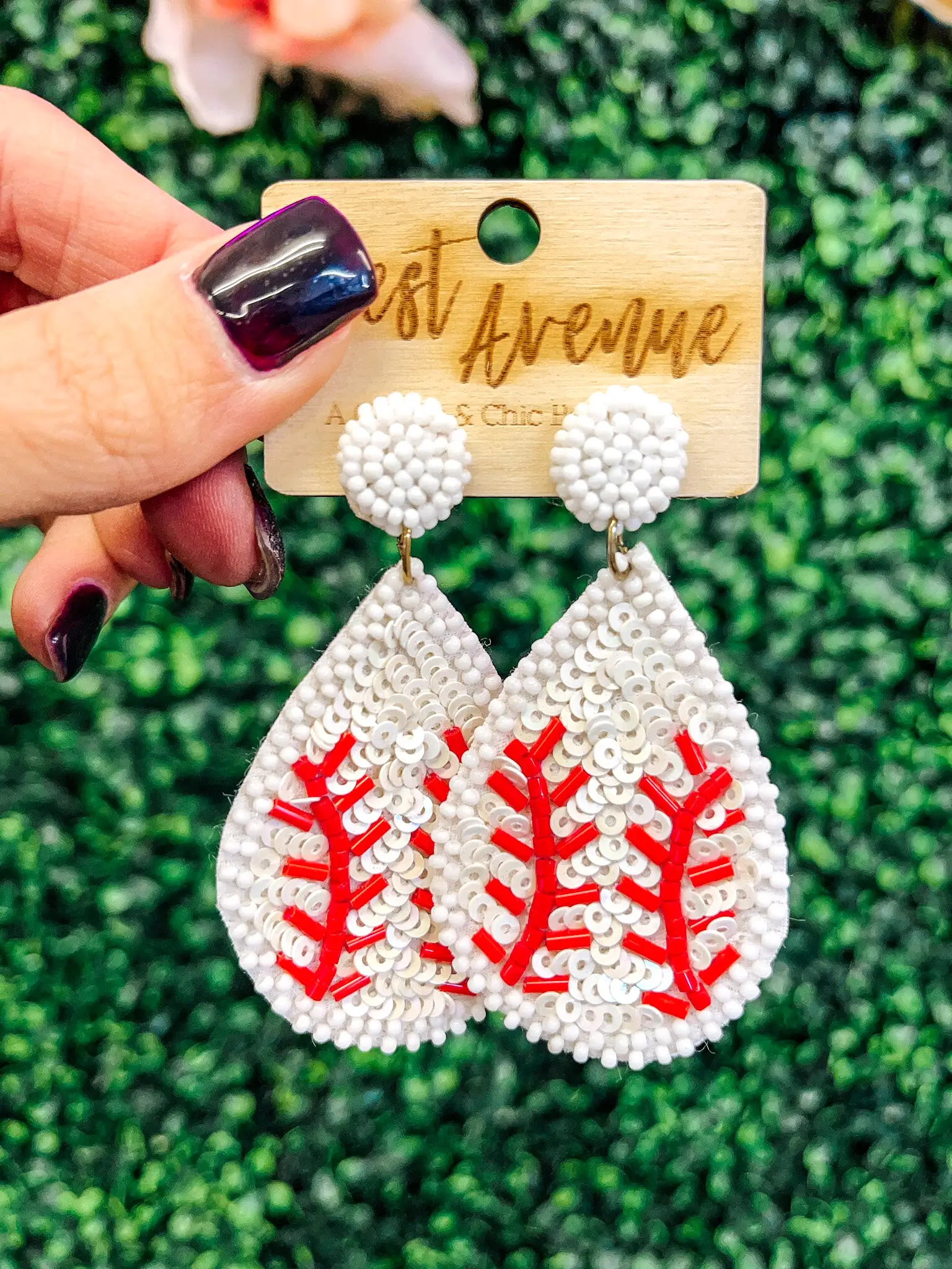 Beaded Baseball Earrings