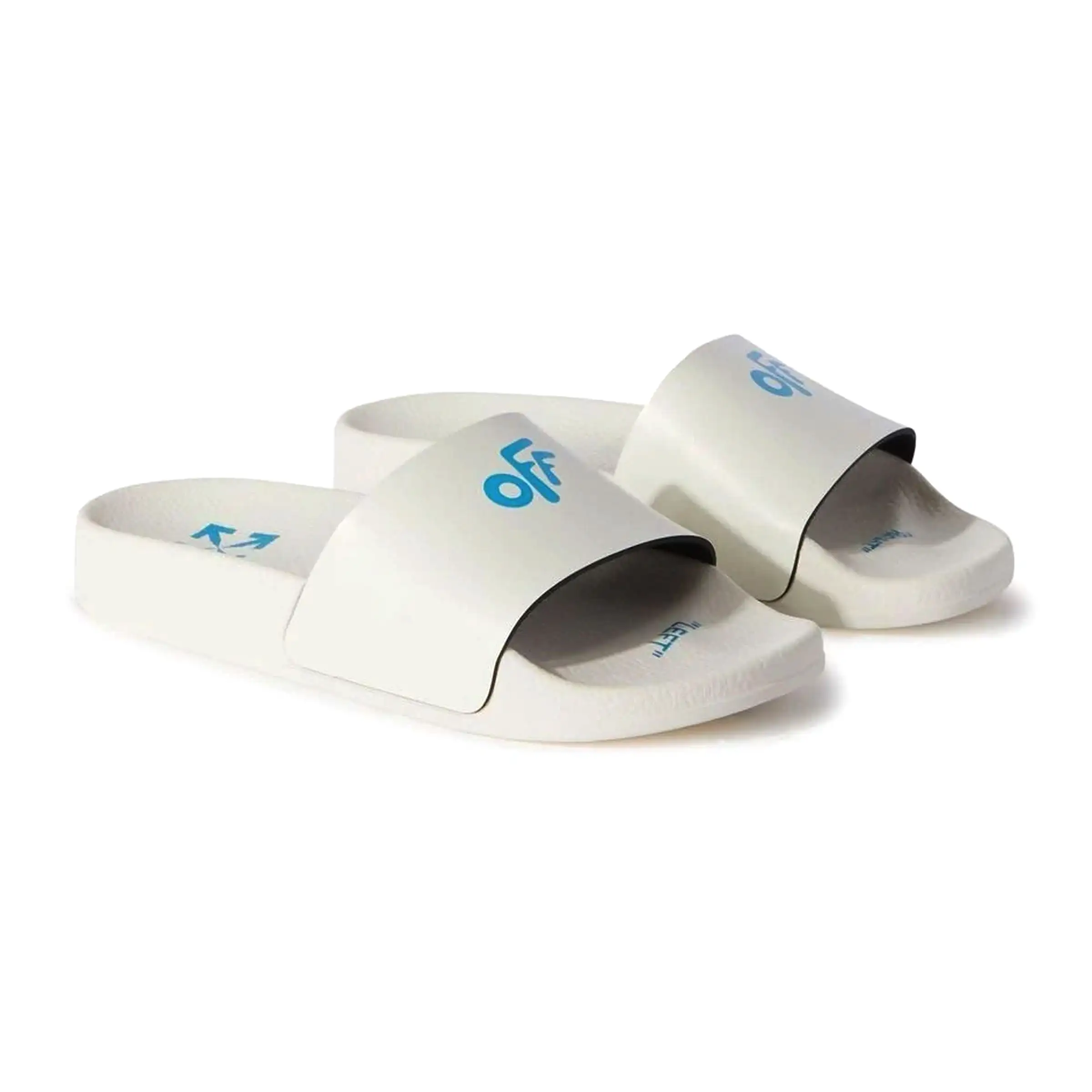 Beige & Blue Logo Pool Slides