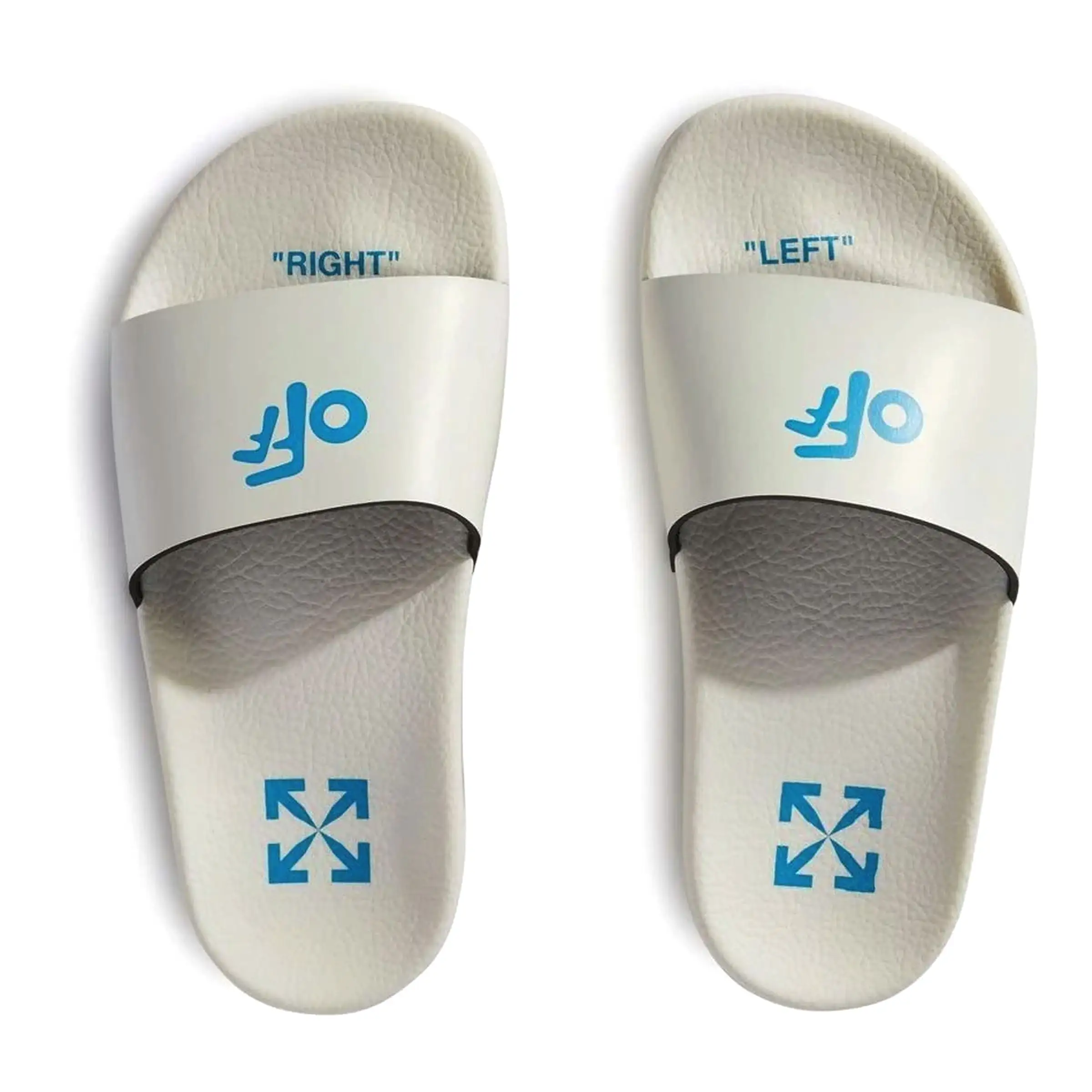 Beige & Blue Logo Pool Slides