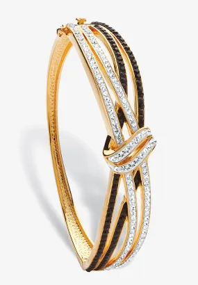 Black & White Crystal Bangle Bracelet Gold-Plated