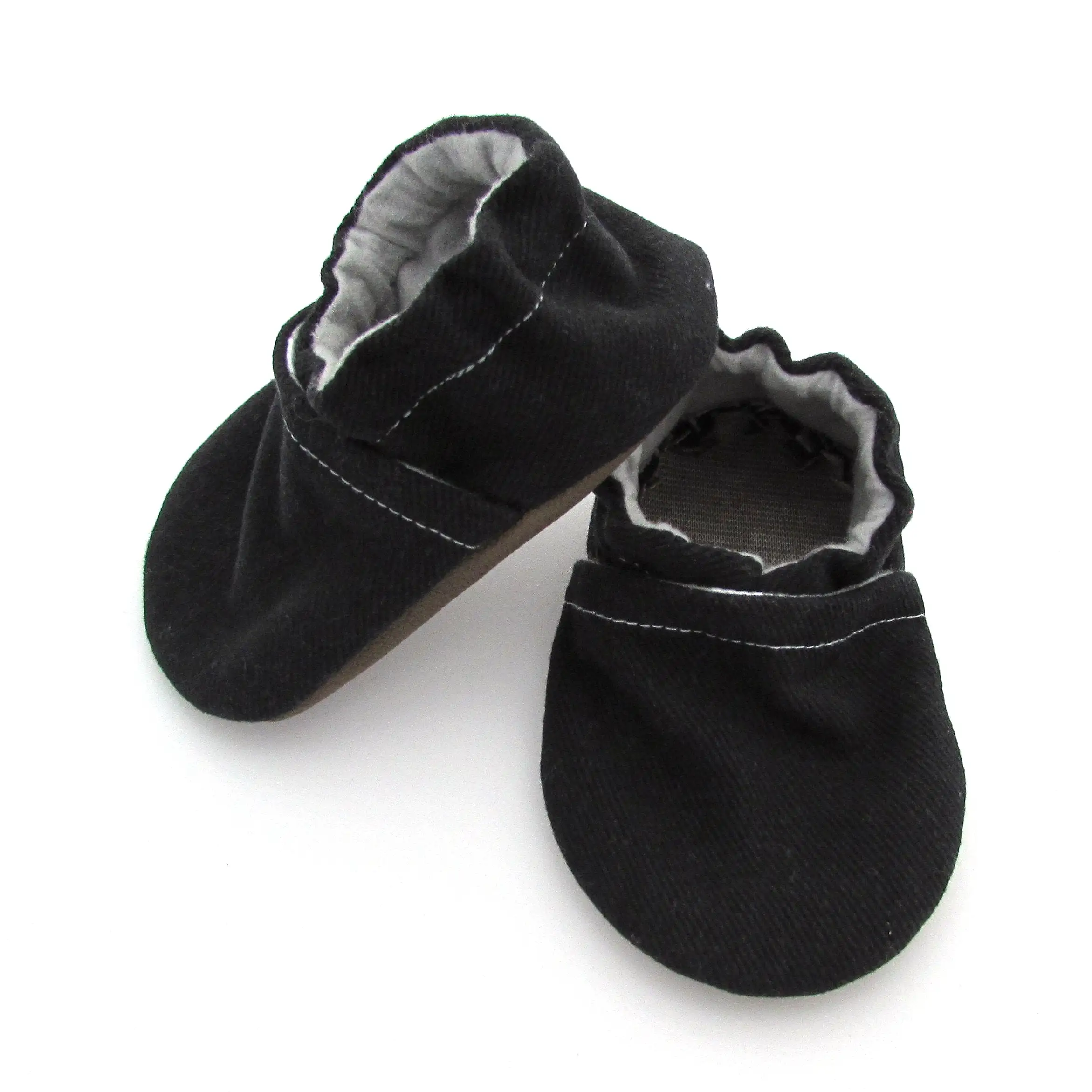 Black Brushed Denim Baby Shoes