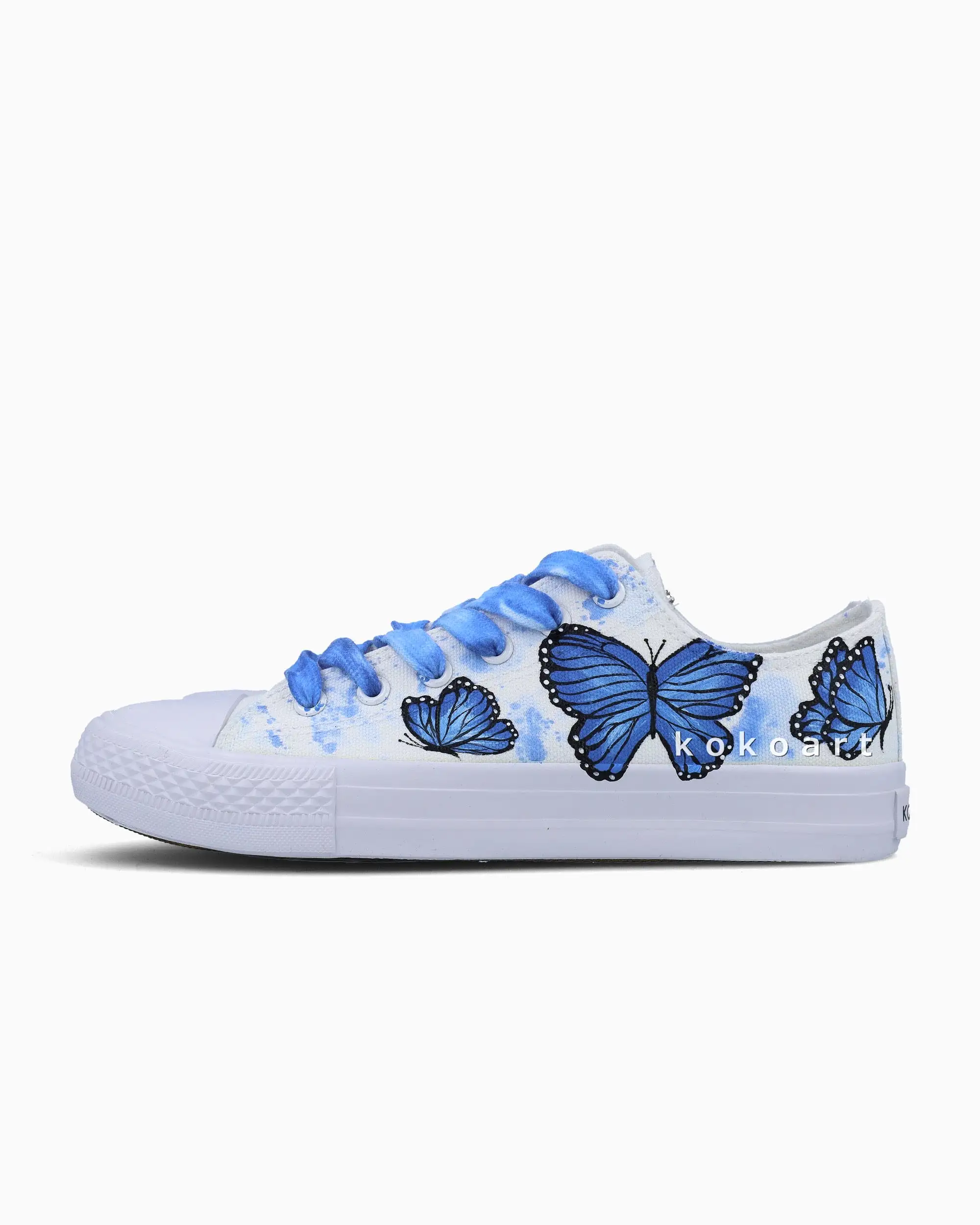 Blue Butterflies Hand Painted Shoes