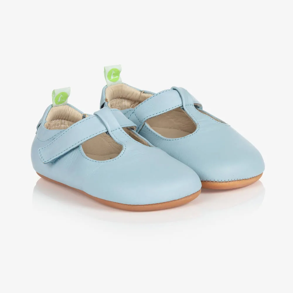 Blue Leather Baby T-Bar Shoes