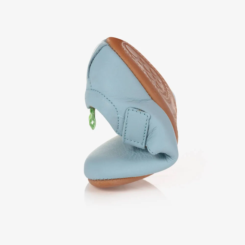 Blue Leather Baby T-Bar Shoes