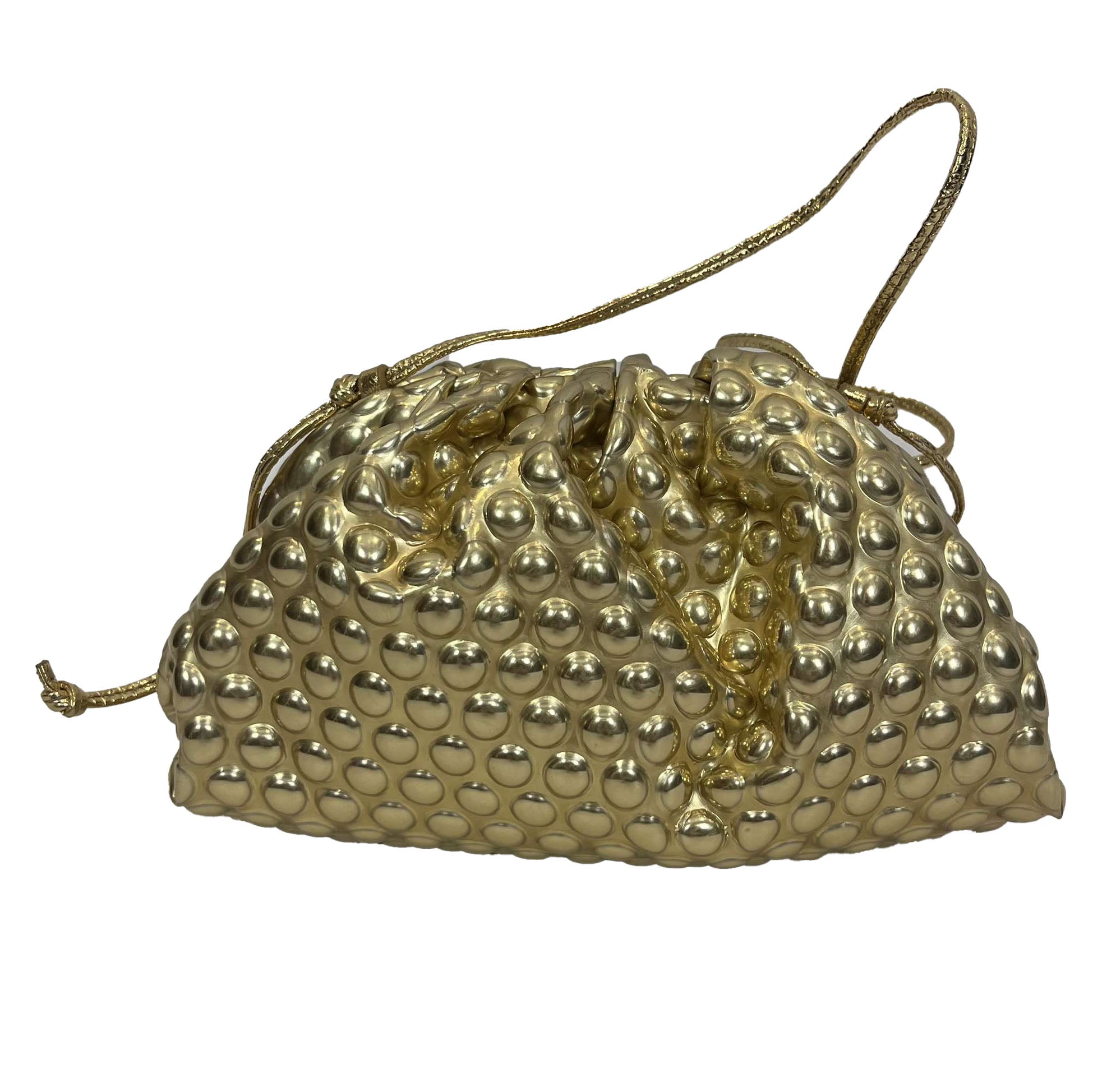 Bottega Veneta 1700 Gold Bubbles Leather Small Pouch Bag