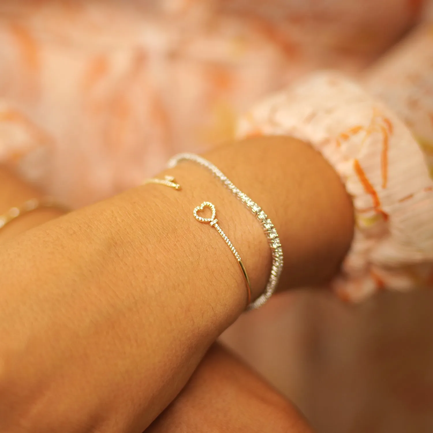 Brooklyn Lock and Heart Key Flexible Bangle