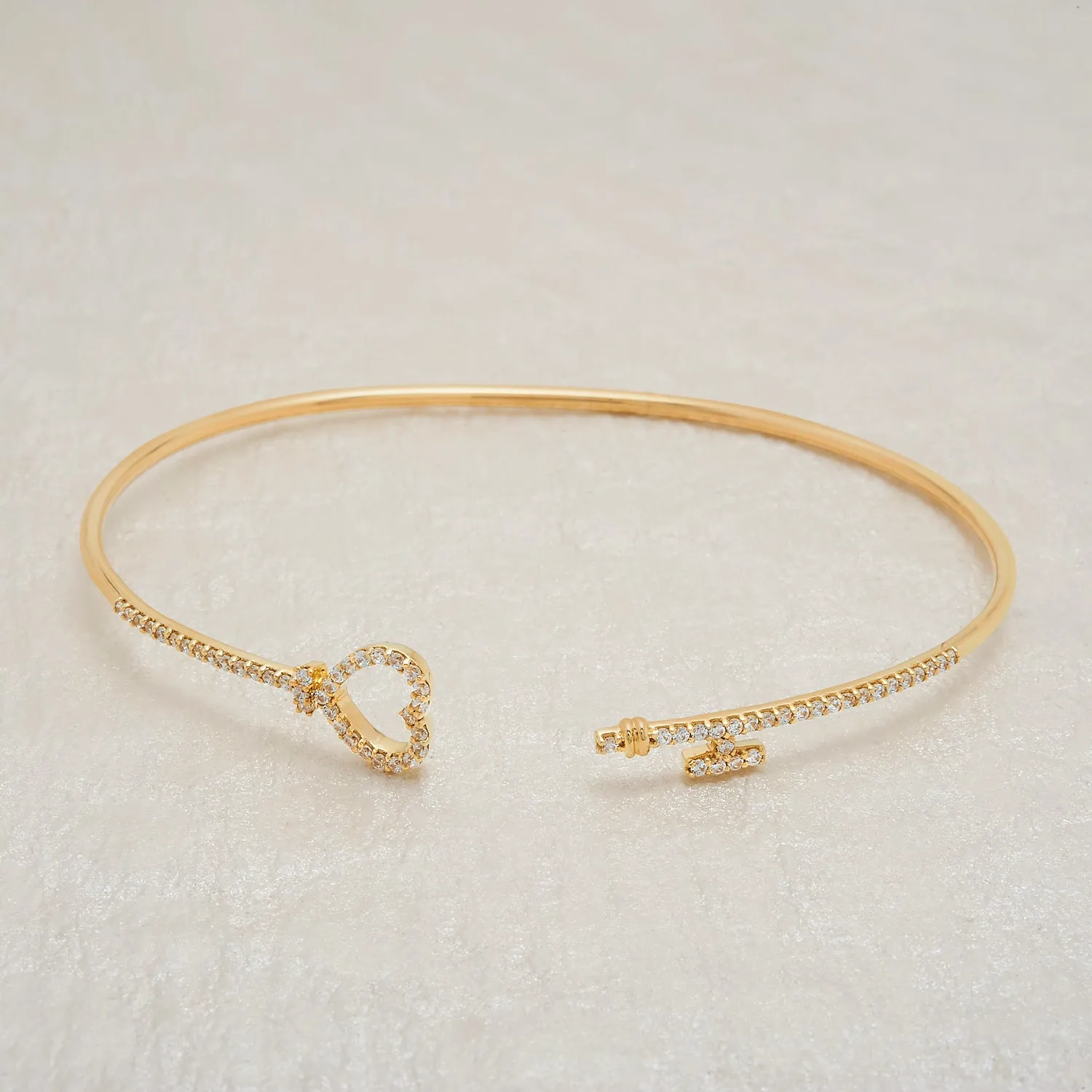 Brooklyn Lock and Heart Key Flexible Bangle