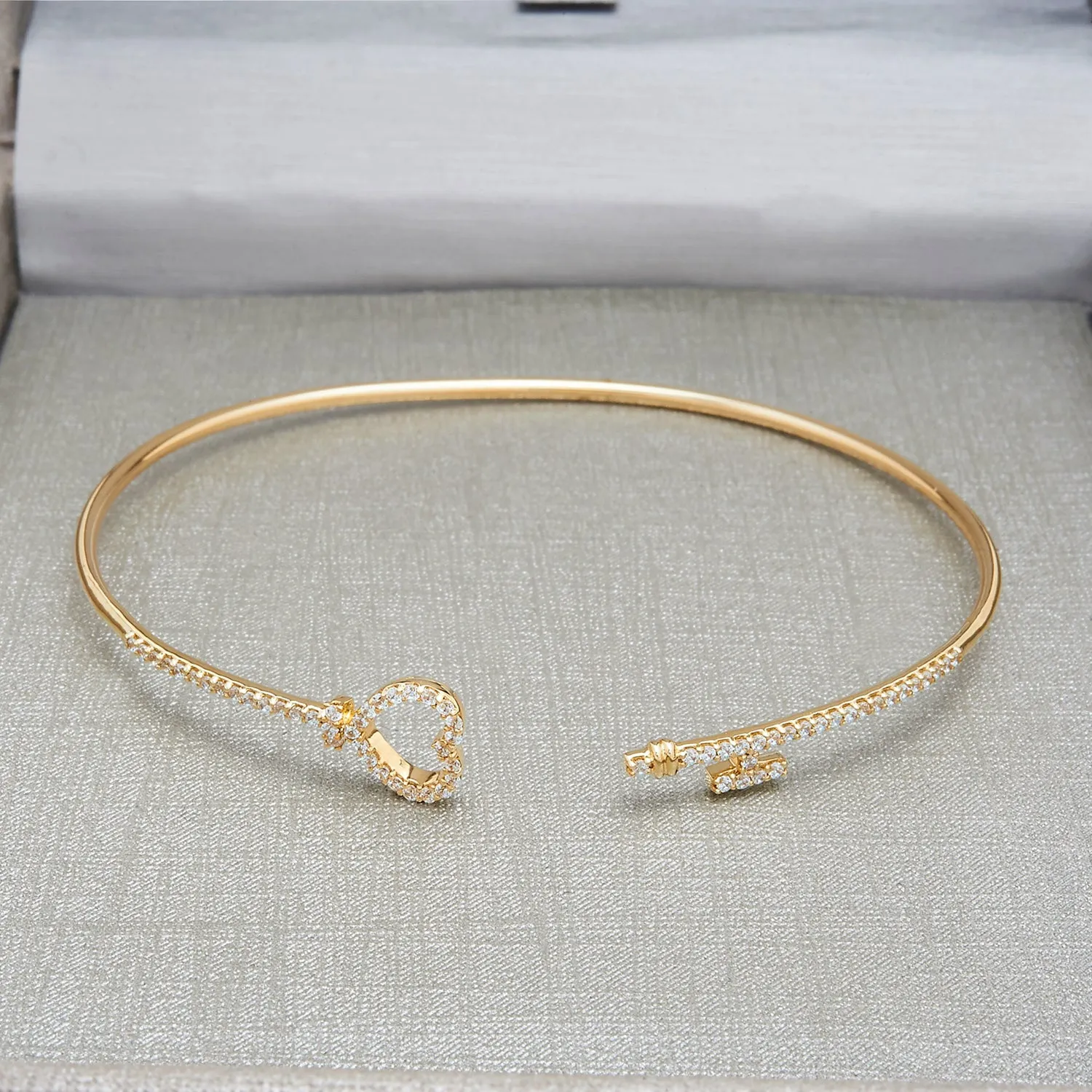 Brooklyn Lock and Heart Key Flexible Bangle