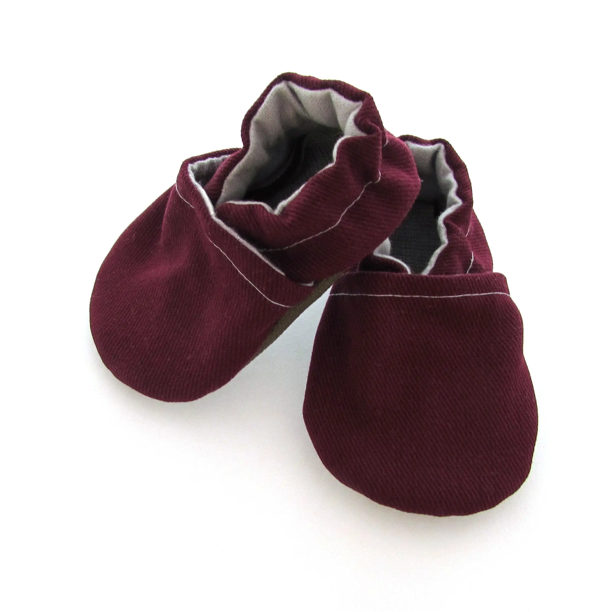 Burgundy Brushed Denim Baby Shoes