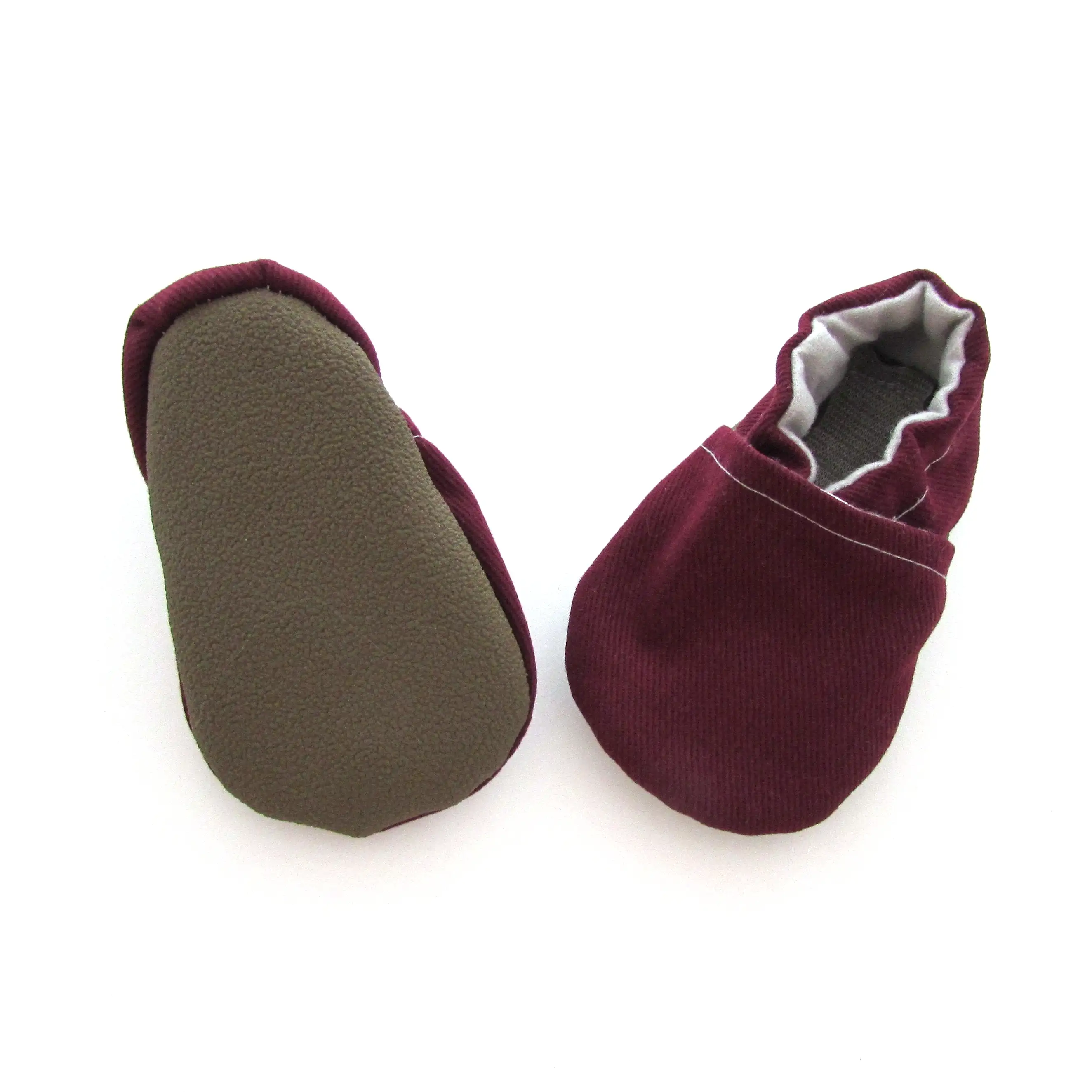 Burgundy Brushed Denim Baby Shoes