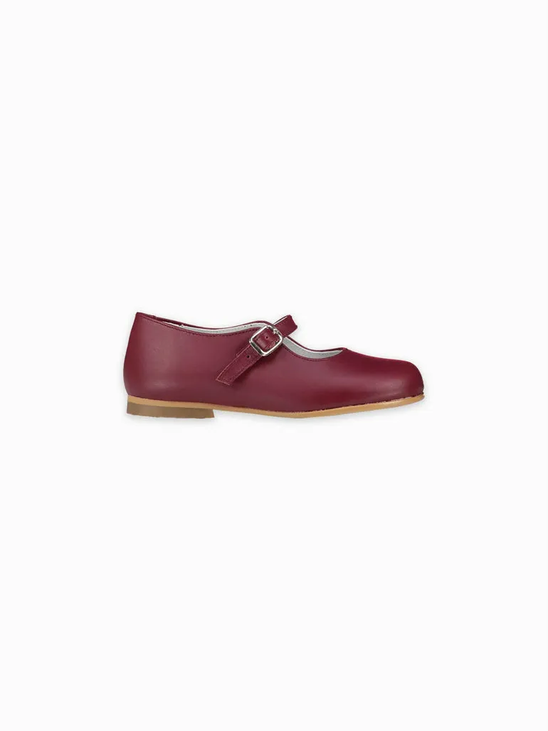 Burgundy Leather Girl Mary Jane Shoes