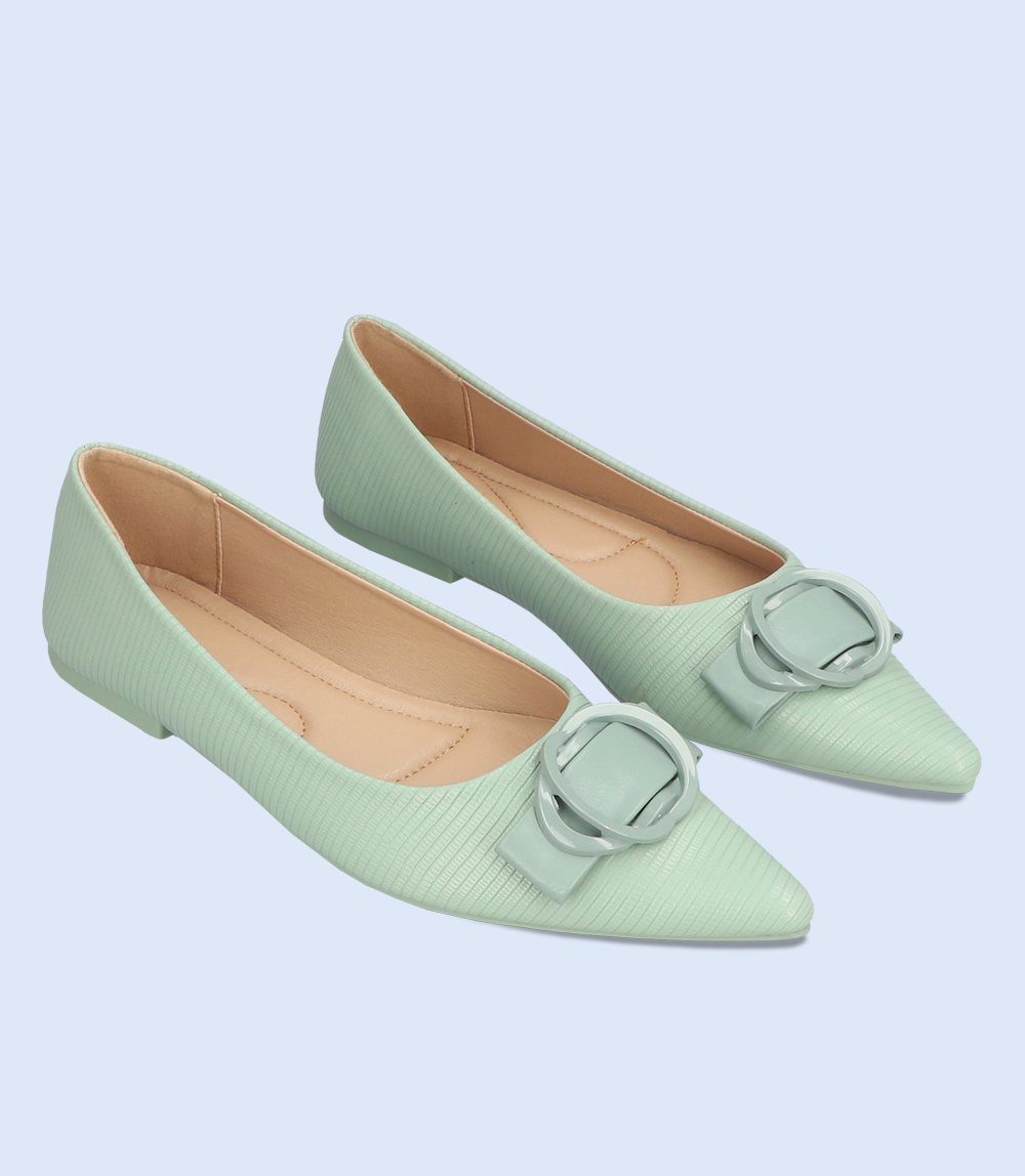 BW8477-GREEN-Women Casual Pumps