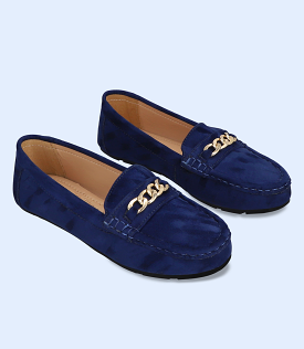 BW8885-NAVY-Women Comfort Moccasins