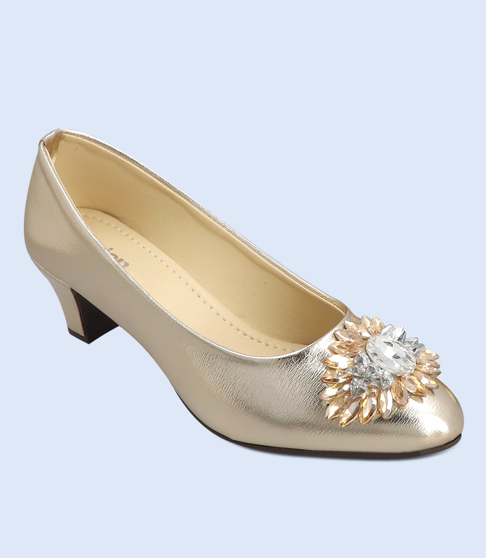 BW9145-GOLDEN-Women Formal Court Shoes