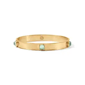 Catalina Stone Bangle- Gold- Iridescent Aquamarine Blue- S