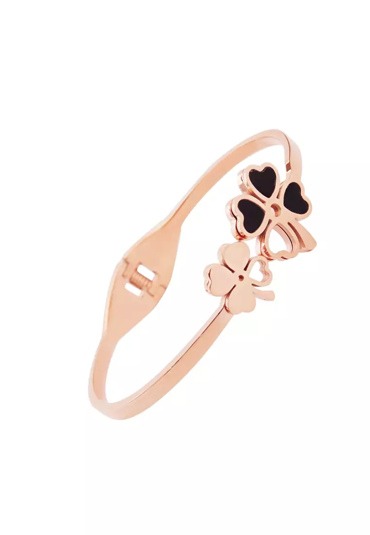 CELOVIS CELOVIS - Liliane Four Leaf Clover Bangle in Black