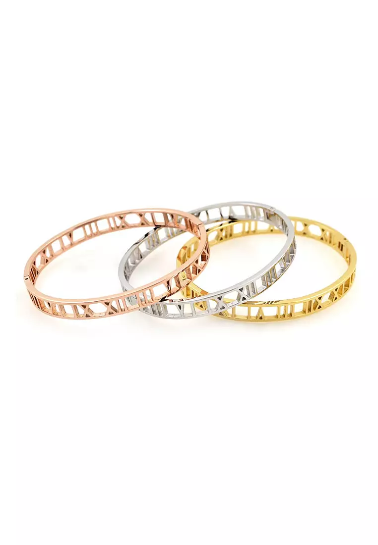 CELOVIS CELOVIS - Trinity Roman Numeral Bangle in Rose Gold