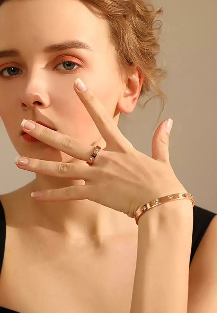 CELOVIS CELOVIS - Wanderlust Bangle + Ring Jewellery Set in Rose Gold