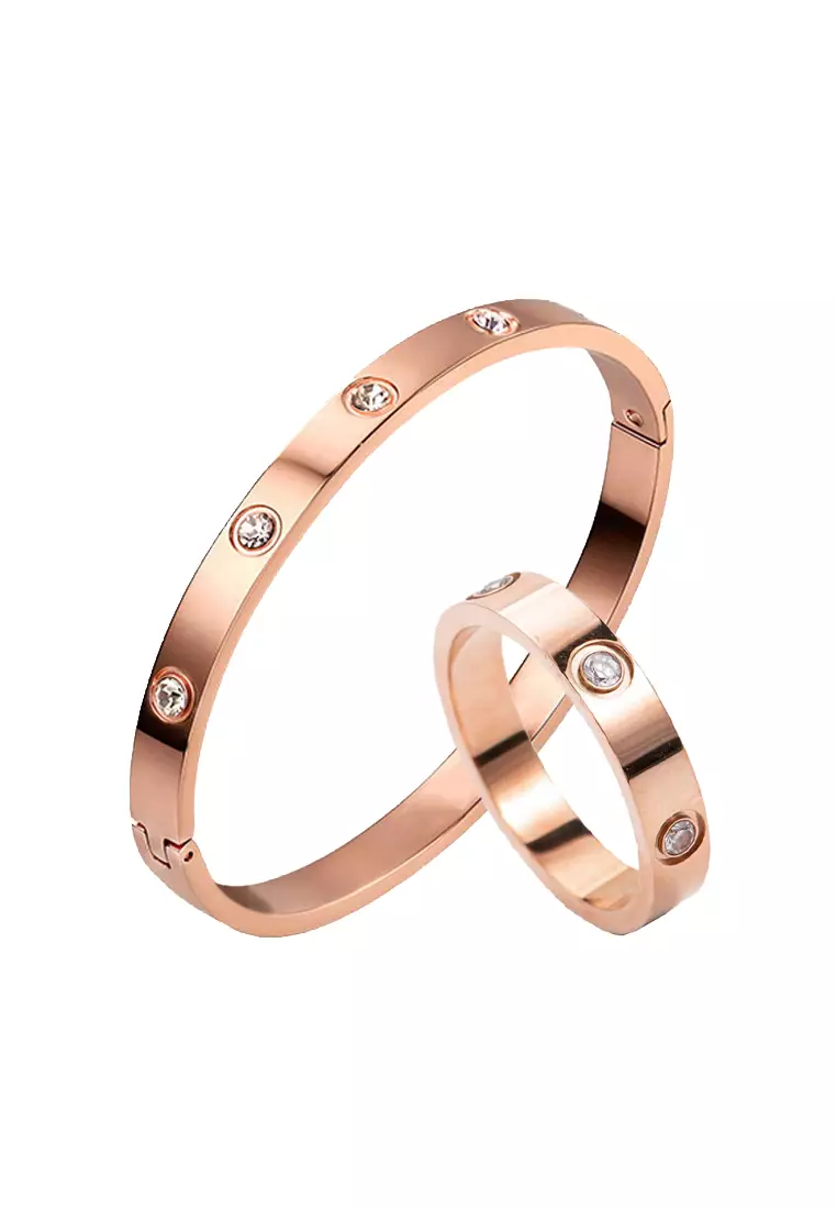 CELOVIS CELOVIS - Wanderlust Bangle + Ring Jewellery Set in Rose Gold