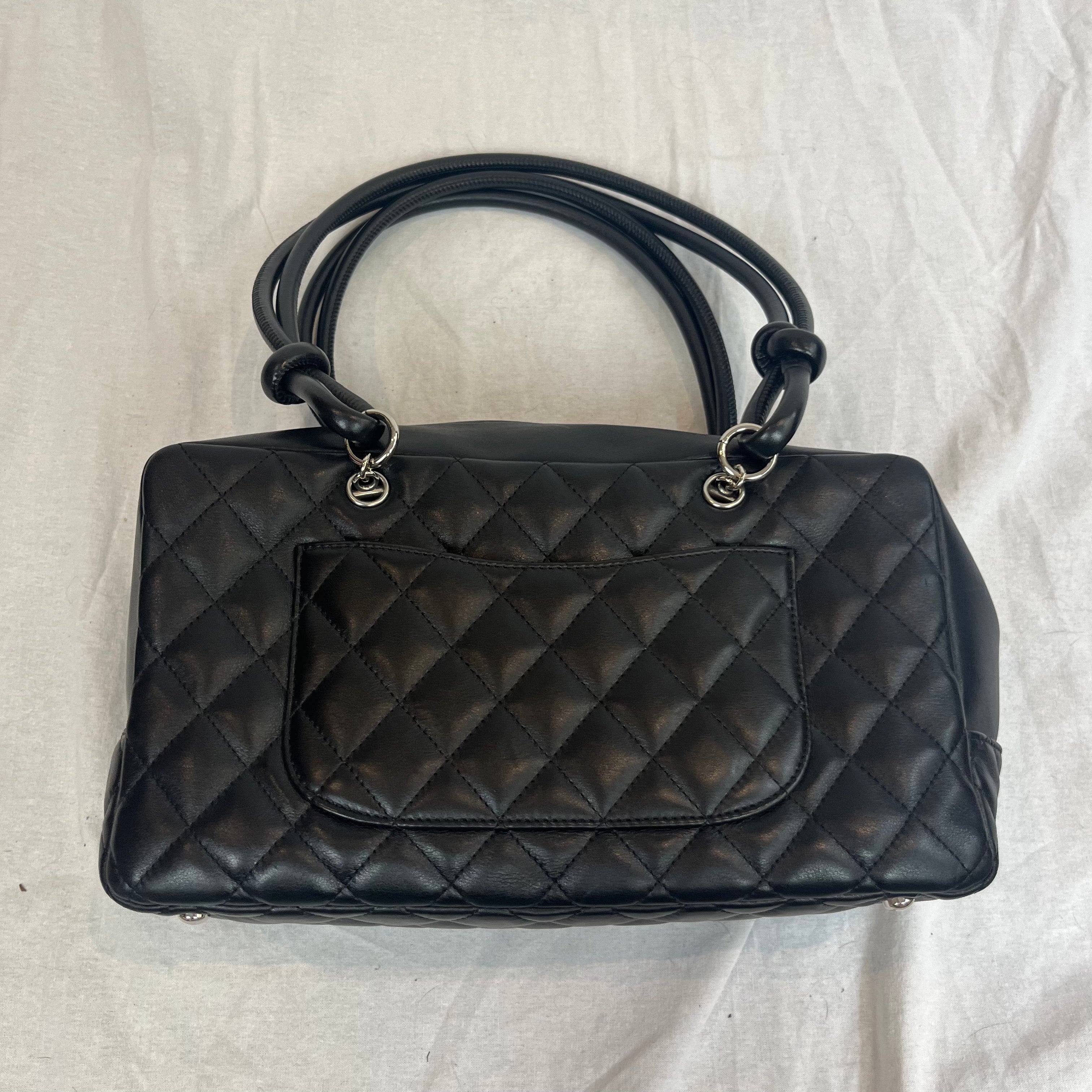 Chanel Cambon Ligne Bowler Bag in Quilted Black Calfskin Leather 2006-8