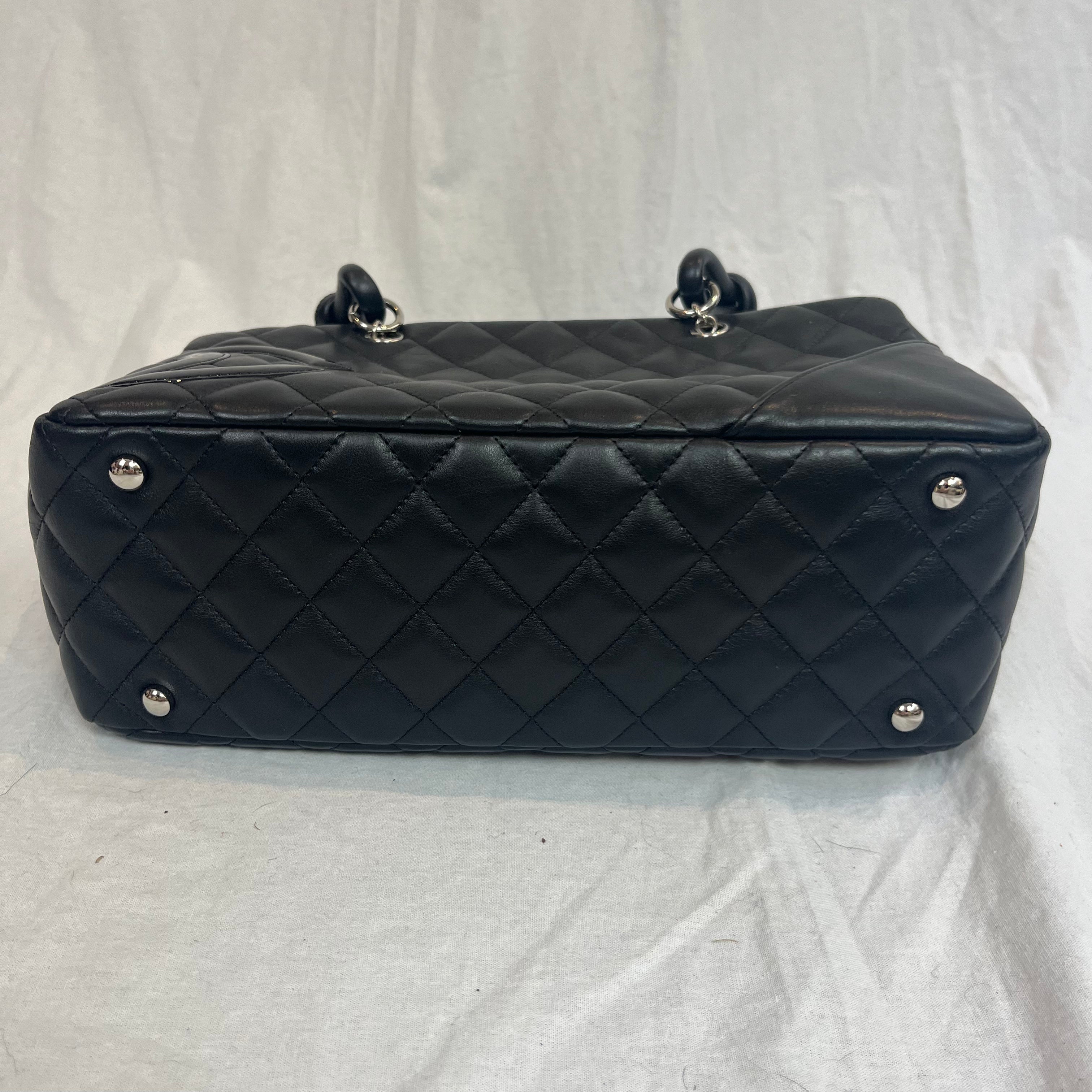 Chanel Cambon Ligne Bowler Bag in Quilted Black Calfskin Leather 2006-8