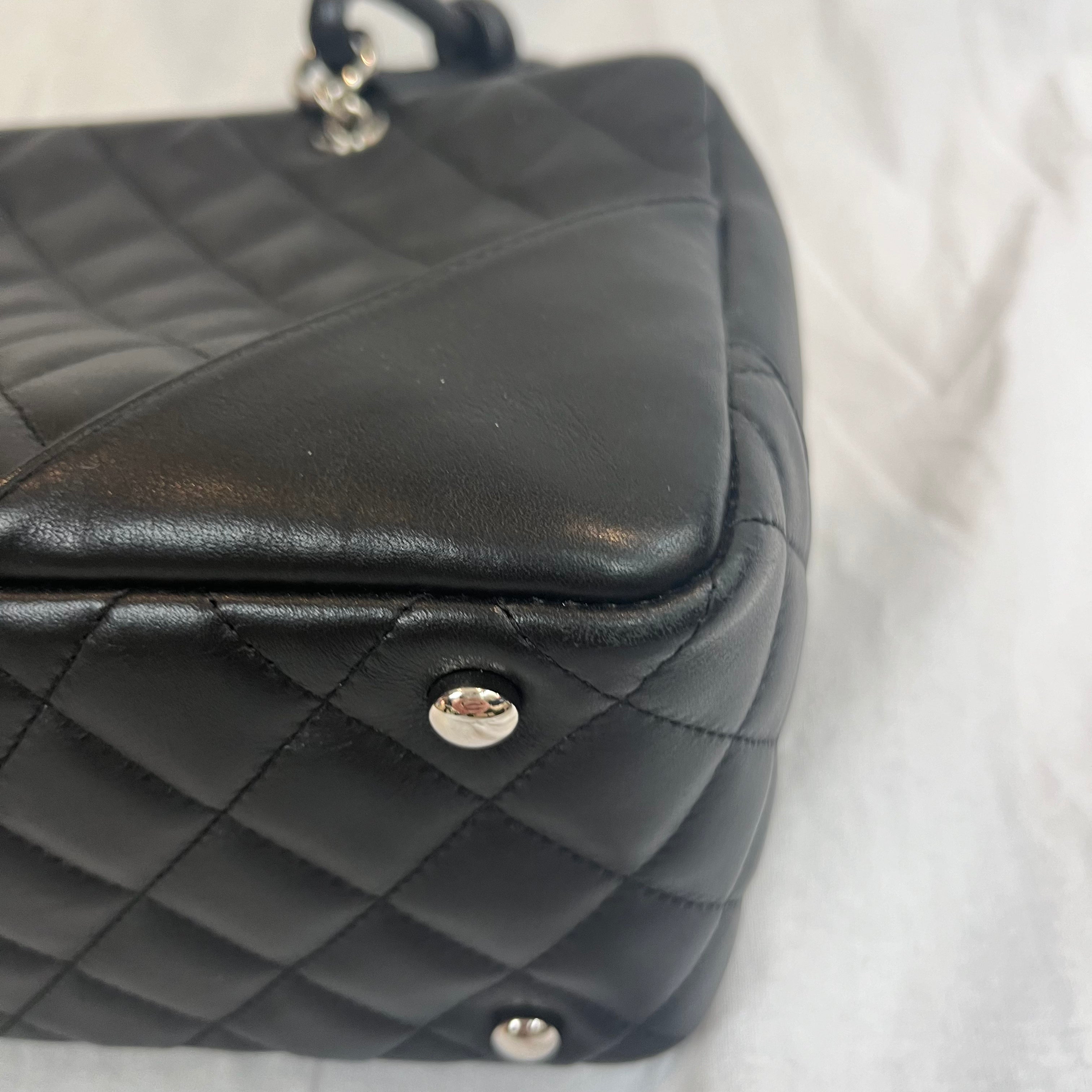 Chanel Cambon Ligne Bowler Bag in Quilted Black Calfskin Leather 2006-8