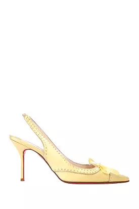 Christian Louboutin Yellow Satin Crystal Bow 70mm Heels Size 38